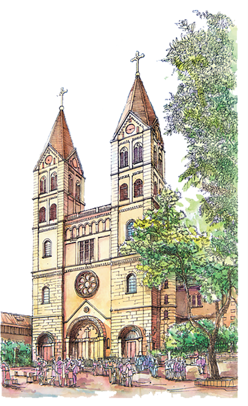 Catholic Drawing Parish Church - Watercolor Church Png (1000x1597), Png Download