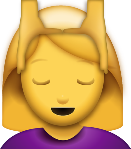 Download Woman Getting Massage Iphone Icon In - Head Massage Emoji Png (421x480), Png Download