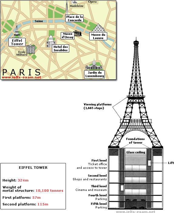 Ielts Writing Task - Ielts Task 1 Eiffel Tower (580x710), Png Download