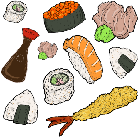 Sushi Pattern - Sushi Tumblr Png (500x500), Png Download