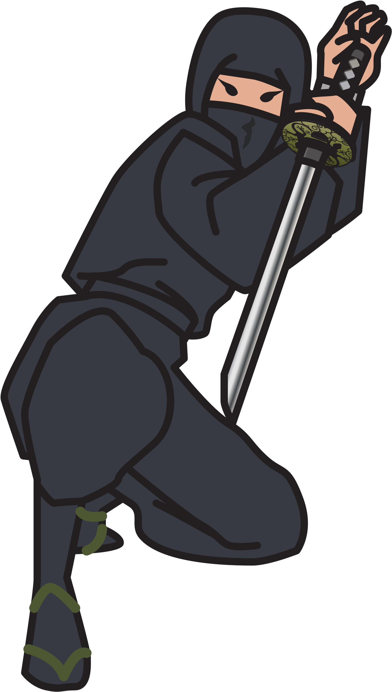 This Free Icons Png Design Of Ninja With A Sword, (1371x2400), Png Download