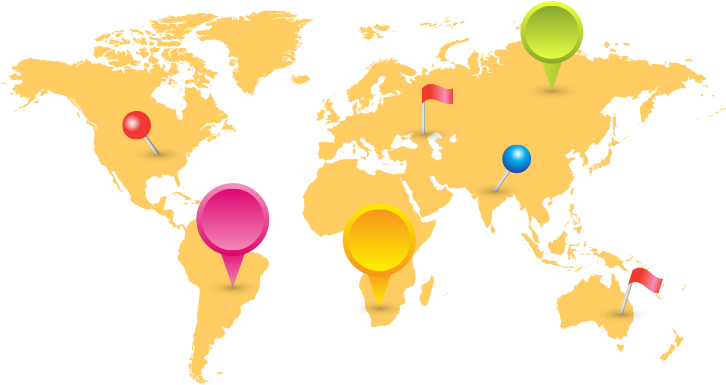 Transparent Png World Map With Mark Pins Free Vector - World Map (1200x628), Png Download