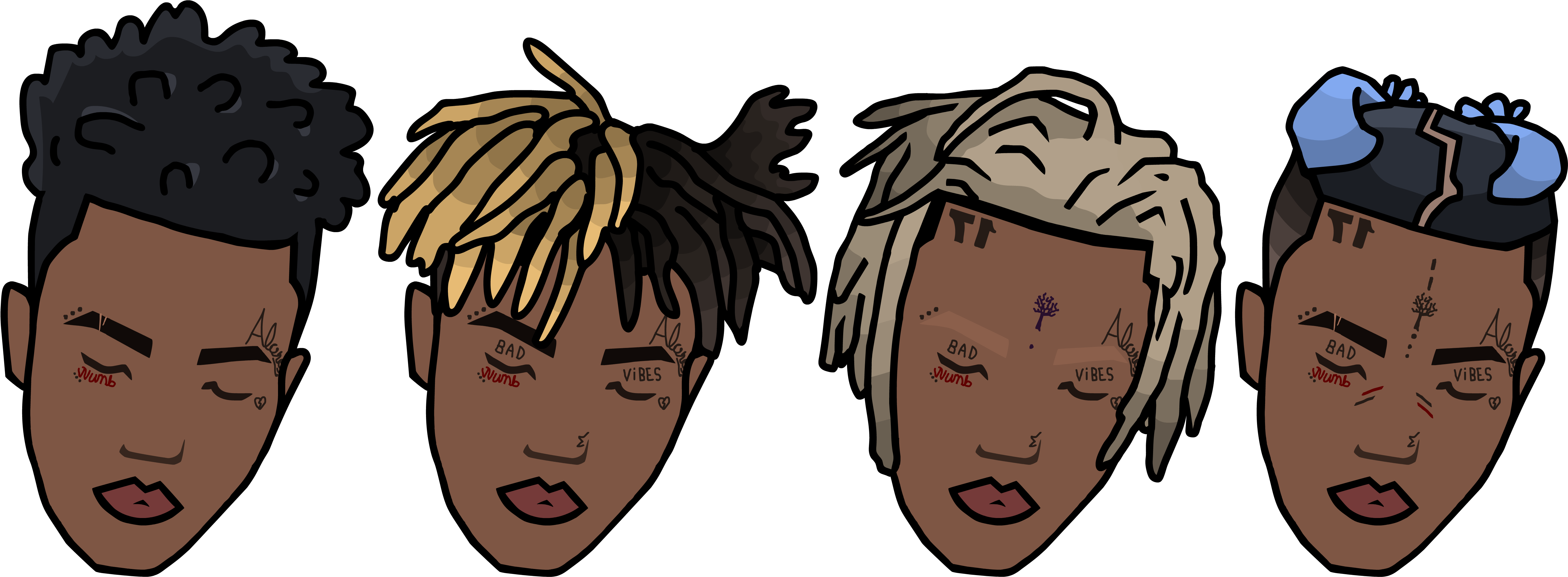 I Added Afro X Cuz Yall Kept Asking - Xxxtentacion With Afro (6060x2279), Png Download