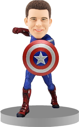 Custom Bobblehead Captain America - Avengers Captain America Bobble Head Knocker (420x569), Png Download