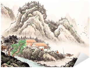 Chinese Landscape Watercolor Painting Sticker • Pixers® - Watercolor Painting (400x400), Png Download