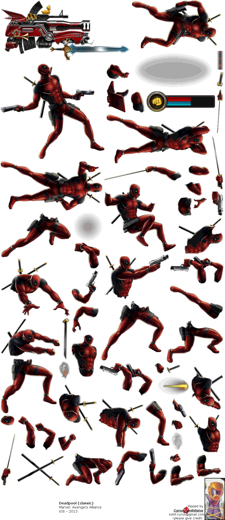 Deadpool - Deadpool Sprites Png (946x2175), Png Download