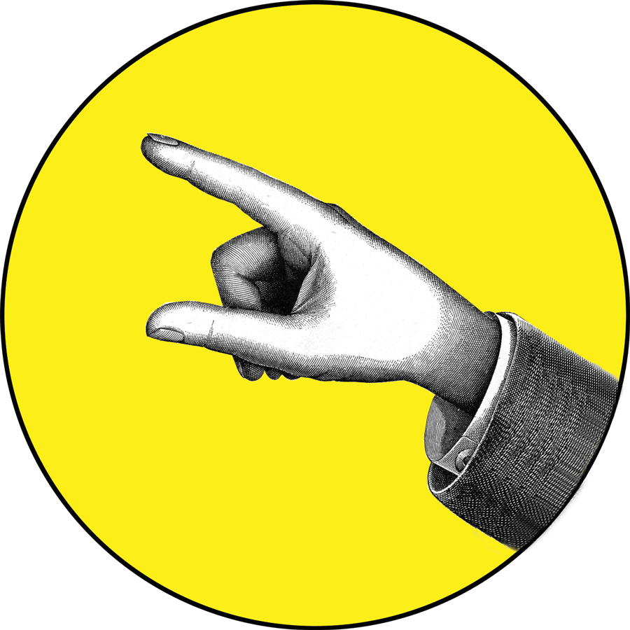 Letterpress Pointing Finger Cropped Yellowback - Sarcasm (900x900), Png Download