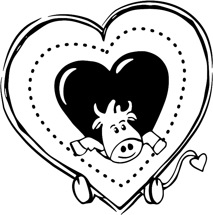 Blanco Y Negro Pintado A Mano En Forma De Corazon Amor - Black (1024x1024), Png Download