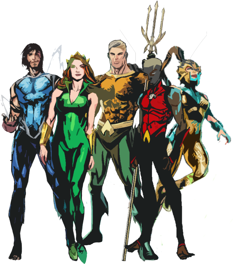 Garth , Mera, Aquaman, Kaldur'ahm (jackson Hyde), And - Garth Aqualad (829x959), Png Download