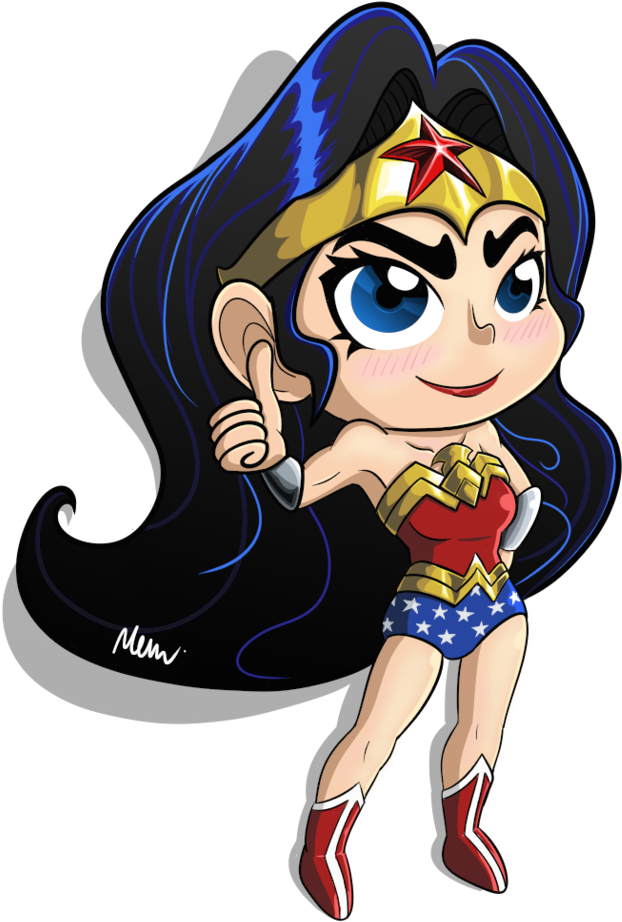 Chibi Wonder Woman By Fujuzakinc - Wonder Woman Cartoon Chibi (762x1048), Png Download