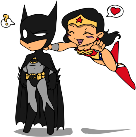 Batman Gets All The Ladies - Batman Wonder Woman Cartoon (500x488), Png Download