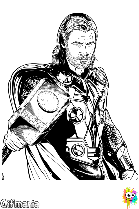 You Can Color Thor In The Dark World - Dibujo Thor Para Colorear (480x720), Png Download