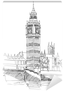 Drawn Big Ben London Landmark - Dropplace Photo Background Vinyl Backdrops For Photography (400x400), Png Download