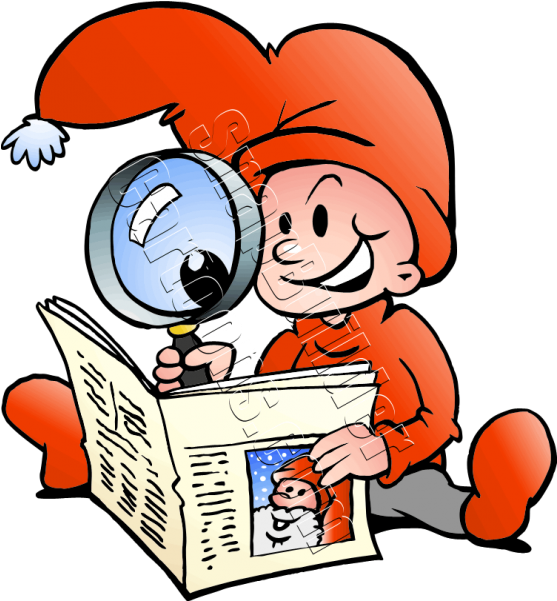 Cartoon Elfs Reading (600x600), Png Download