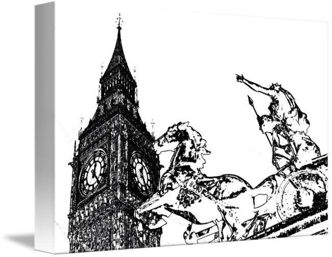 Png Transparent Big Ben And Boudica Charcoal Effect - Illustration (650x504), Png Download