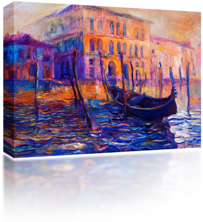 Boats In Venice, Italy - Ivailo Nikolov Paintings Greece (500x500), Png Download