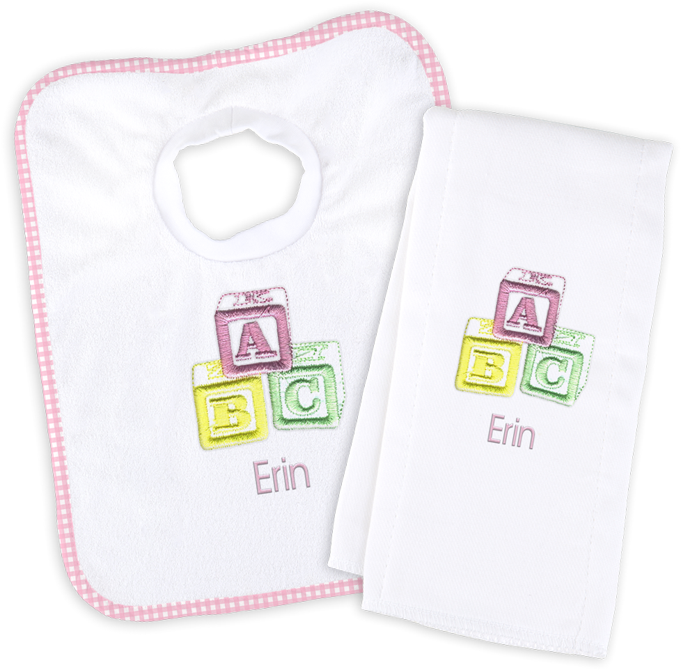 Personalized Bib And Burp Cloth Set With Abc Pastel - Textile (1000x1000), Png Download