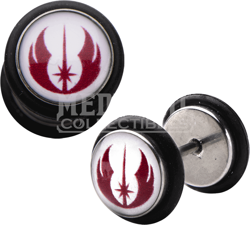Star Wars Jedi Order Symbol Screw Back Earrings - Star Wars, Darth Vadar Chewbacca Or Jedi Fake Plug (850x850), Png Download