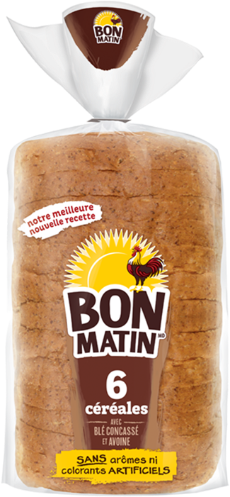 Bon Matin® 6 Grains Bread - Bon Matin Multigrain, No Fat No Sugar Added Bread (564x705), Png Download
