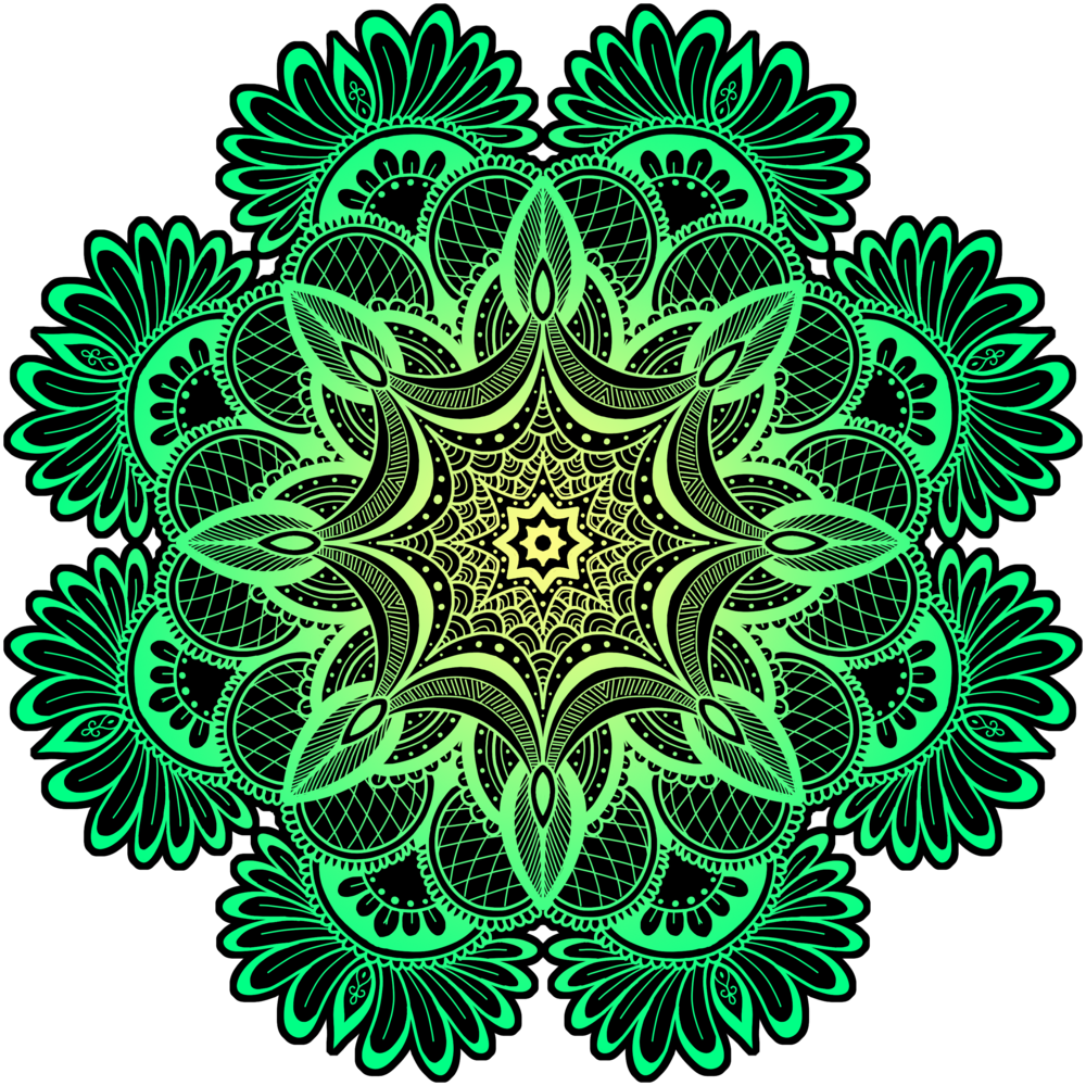 Yellow Green Flower Pattern Circle Hd (1000x1000), Png Download