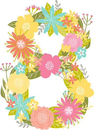8 Flower - Birthday Invitation For A 8 Year Old (400x549), Png Download
