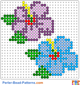 Flowers Pattern - Perler Bead Patterns Flowers (350x350), Png Download