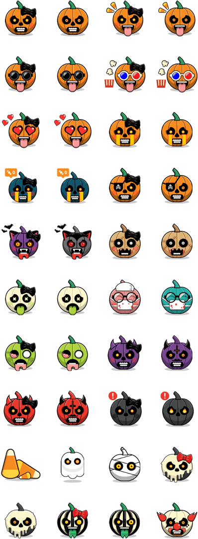 Halloween Emoji Stickers - Sticker Him & Her (420x1121), Png Download