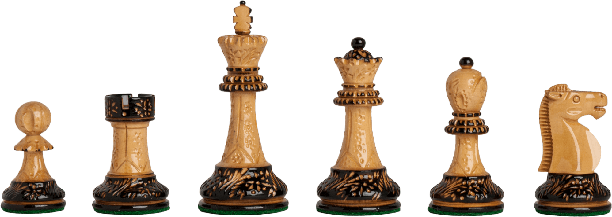 Select Wood - Burnt Dubrovnik Chess Pieces - 3.75" King (2112x971), Png Download