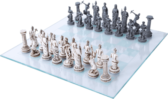 Greek Mythology Chess Set (555x555), Png Download