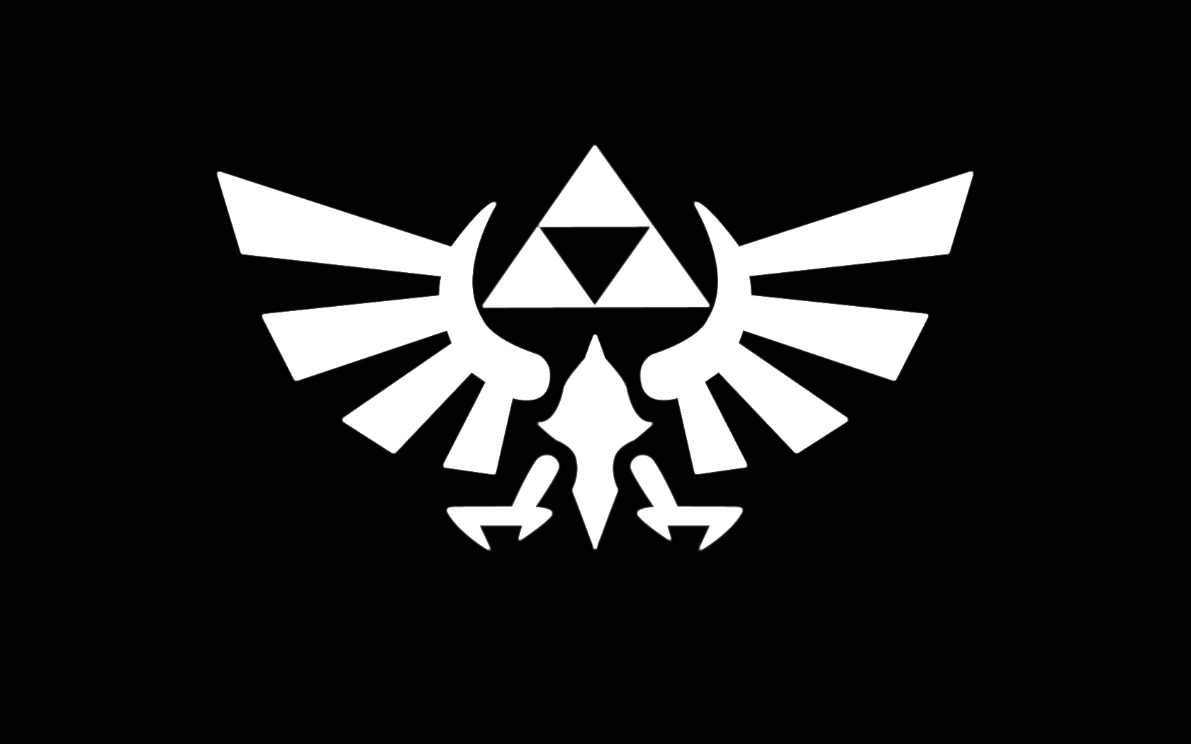 Nintendo Starts Wii U And - Legend Of Zelda Triforce Black And White (1680x1050), Png Download