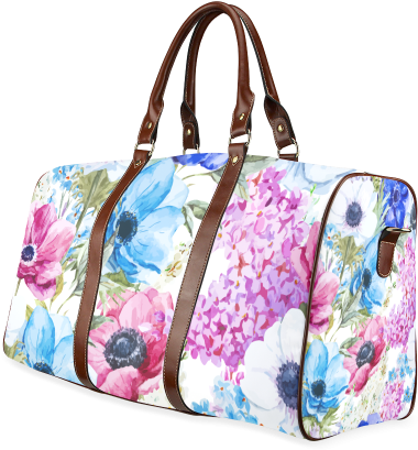 Watercolor Floral Pattern Waterproof Travel Bag/large - Lancheira Térmica Primavera - 20x15x13cm - Dom Gato (500x500), Png Download
