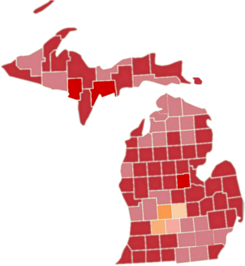 Michigan Gubernatorial Republican Primary, 2018 - Michigan Counties 2016 Election (983x983), Png Download