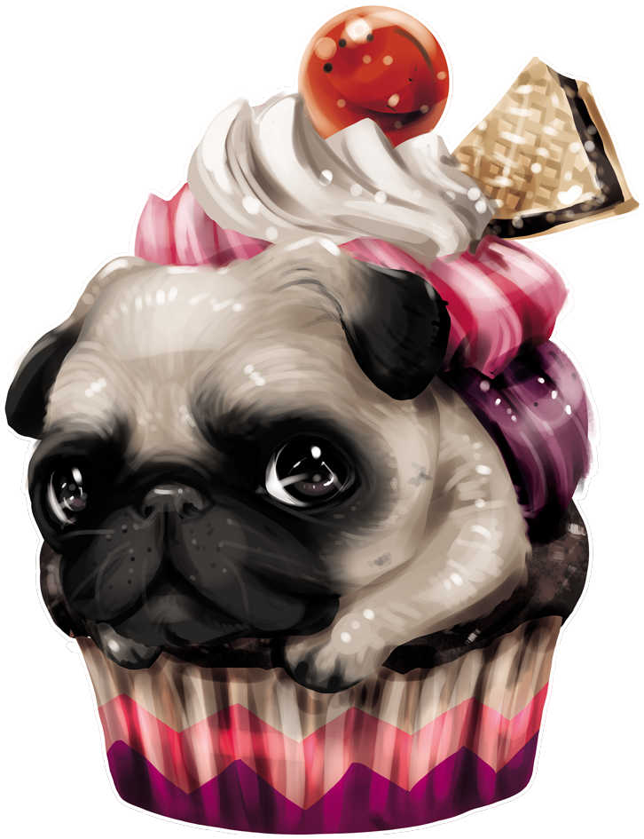 Cute Pugs Art - Арт Мопсы (750x1000), Png Download