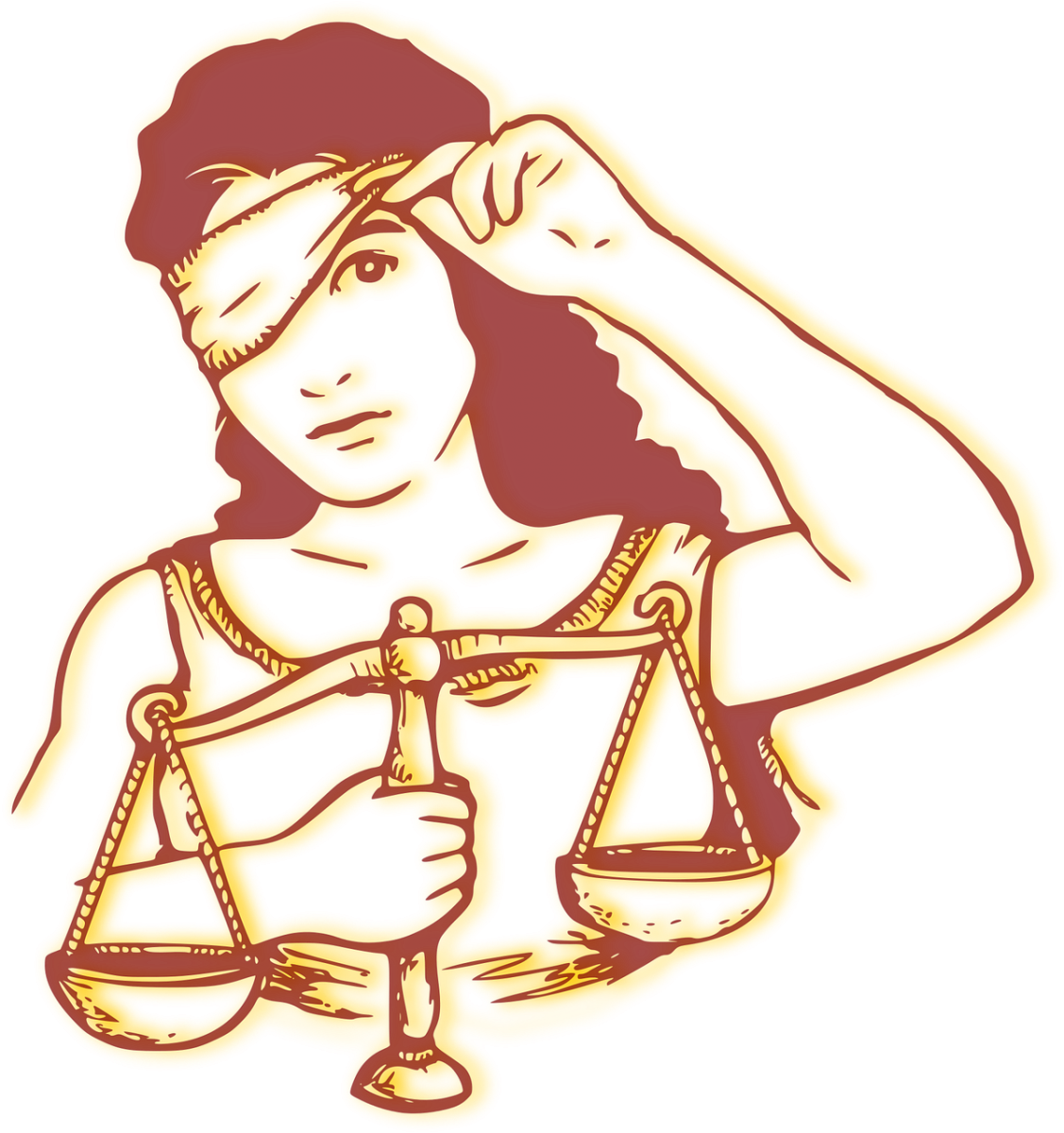 Lady Justice, Peeking Out From Blindfold, For 31, 10 - Justitia: Student Handbook On Justice And Rights (676x720), Png Download