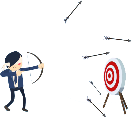 Blindfold Businessman Shooting Arrows 23 2147505521 - Meta Atingida (626x516), Png Download