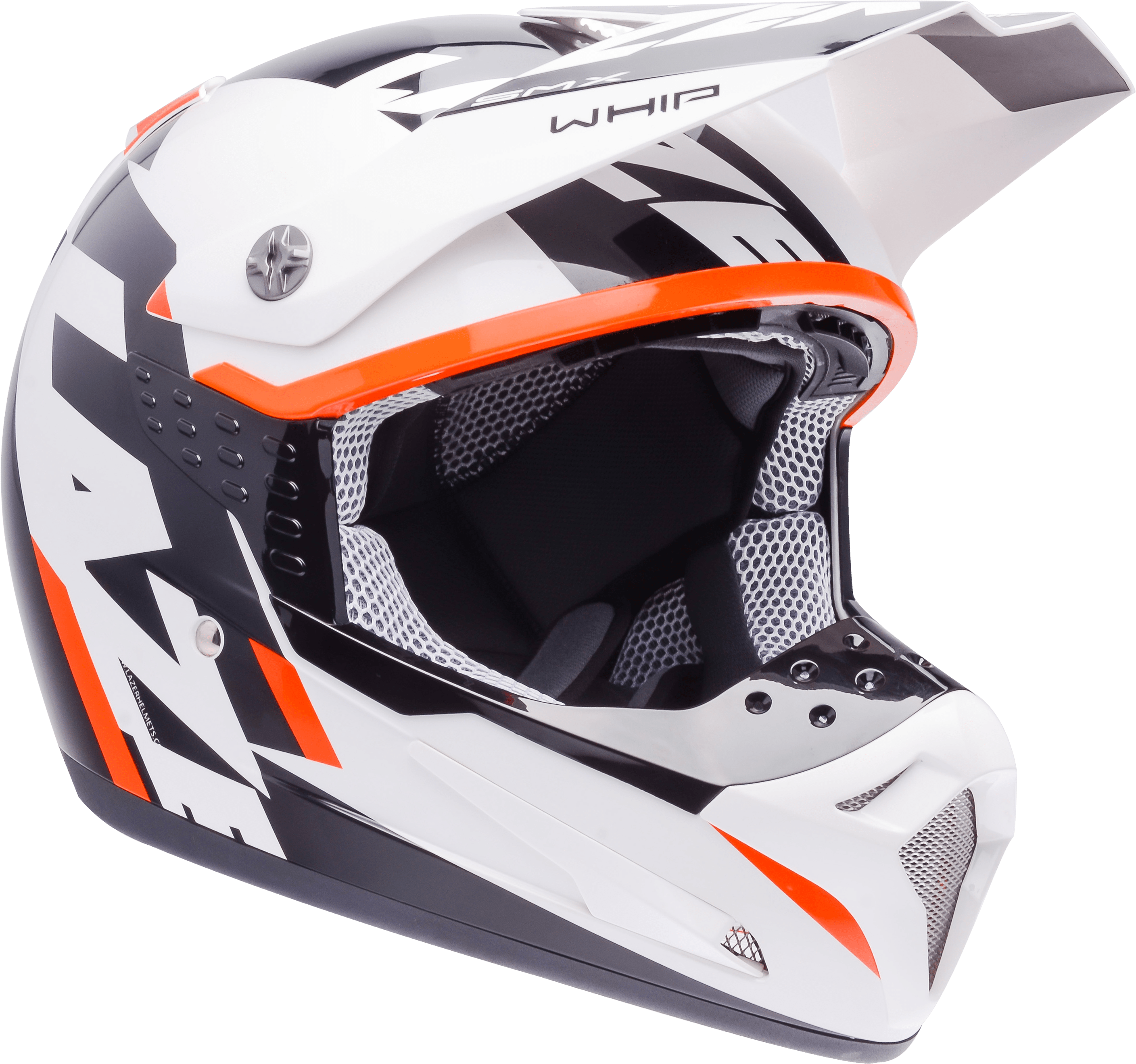 Download - Lazer Smx Whip White/black/orange Off Road Quad Mx (2871x2892), Png Download