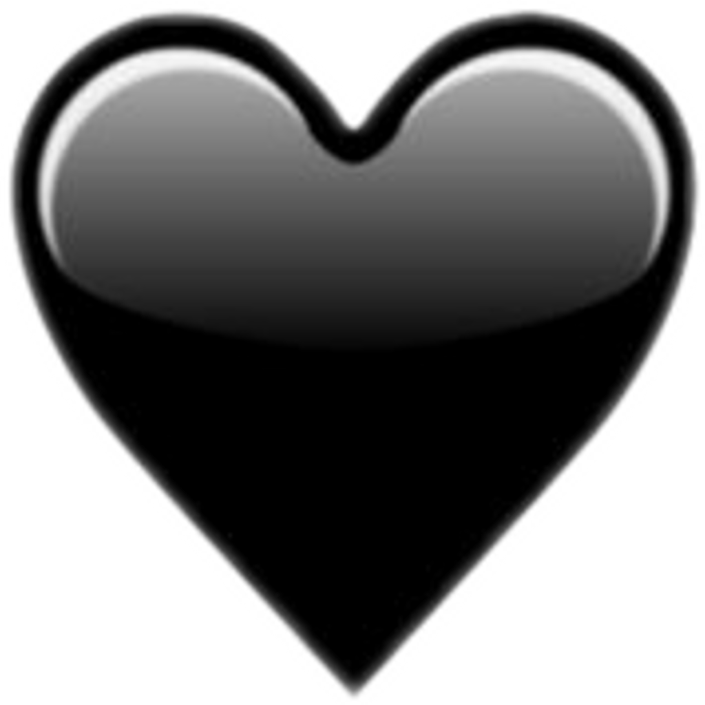 Black Heart Emoji Whatsapp Instagram Tumblr Girl - Whatsapp Black Heart Emoji (1024x1024), Png Download