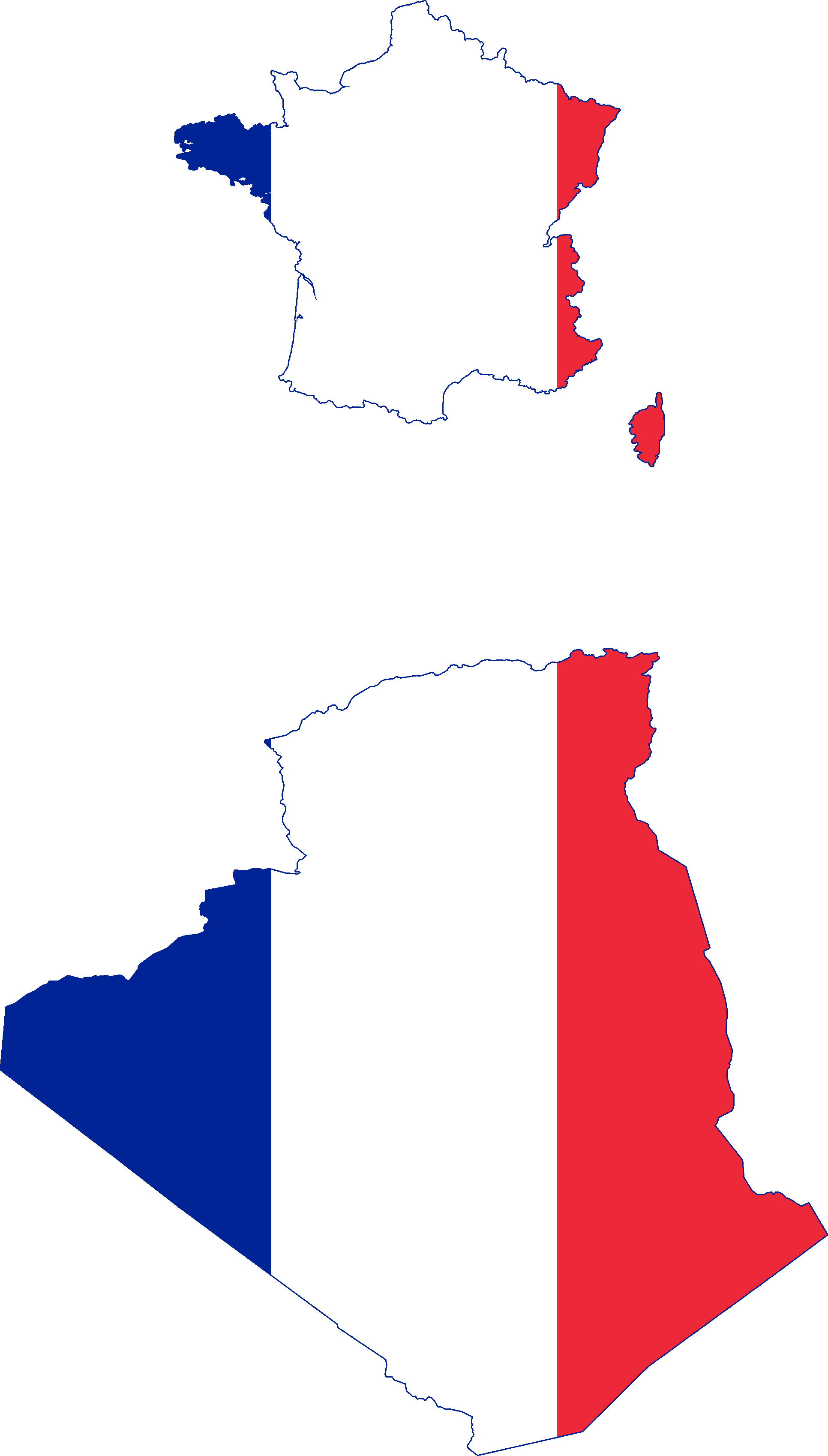 Flag Map Of France And Algeria - Vichy France Flag Map (1932x3396), Png Download