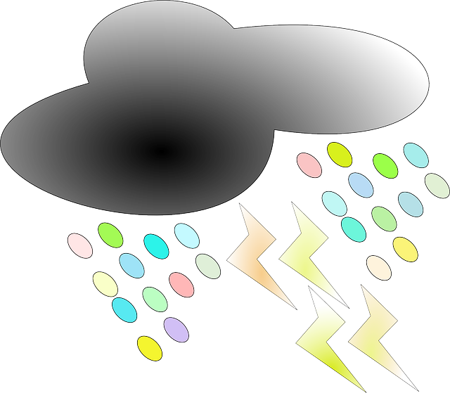 Cloud, Lightning, Weather, Rain, Storm, Milker, Raining - Nuvem Relampago Png (640x559), Png Download