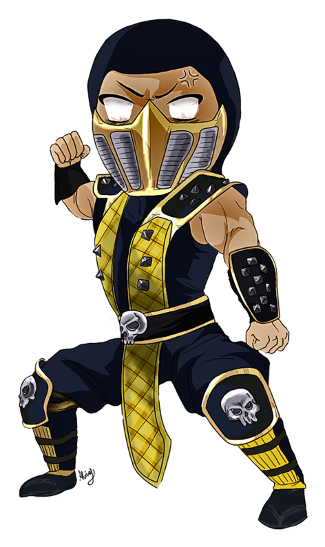 Scorpion's Lair - Scorpion From Mortal Kombat Chibi (600x817), Png Download