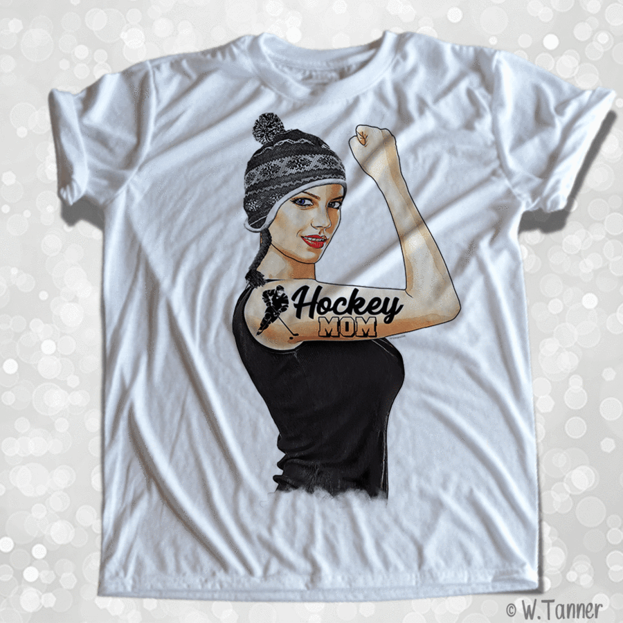Hockey Mom Personalized Girl Boss Rosie The Riveter - The Pig T-shirt (900x900), Png Download