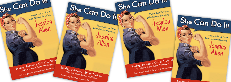 Rosie The Riveter Baby Shower - Rosie The Riveter We Can Do It Magnet (880x312), Png Download