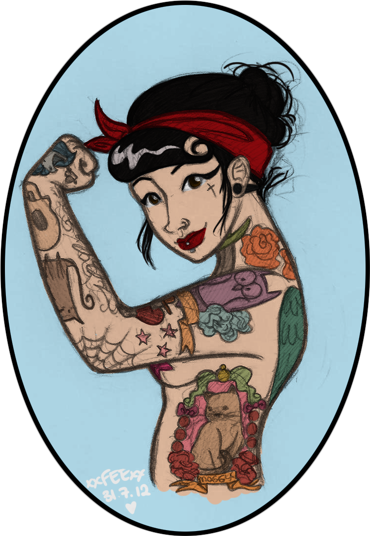Images For > Rosie The Riveter Tattoo - Draw Rosie The Riveteer (912x1120), Png Download