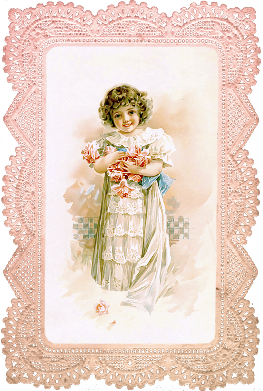 Rose Girl In Pink Lace Frame No 1 Of - Clip Art (1000x1487), Png Download
