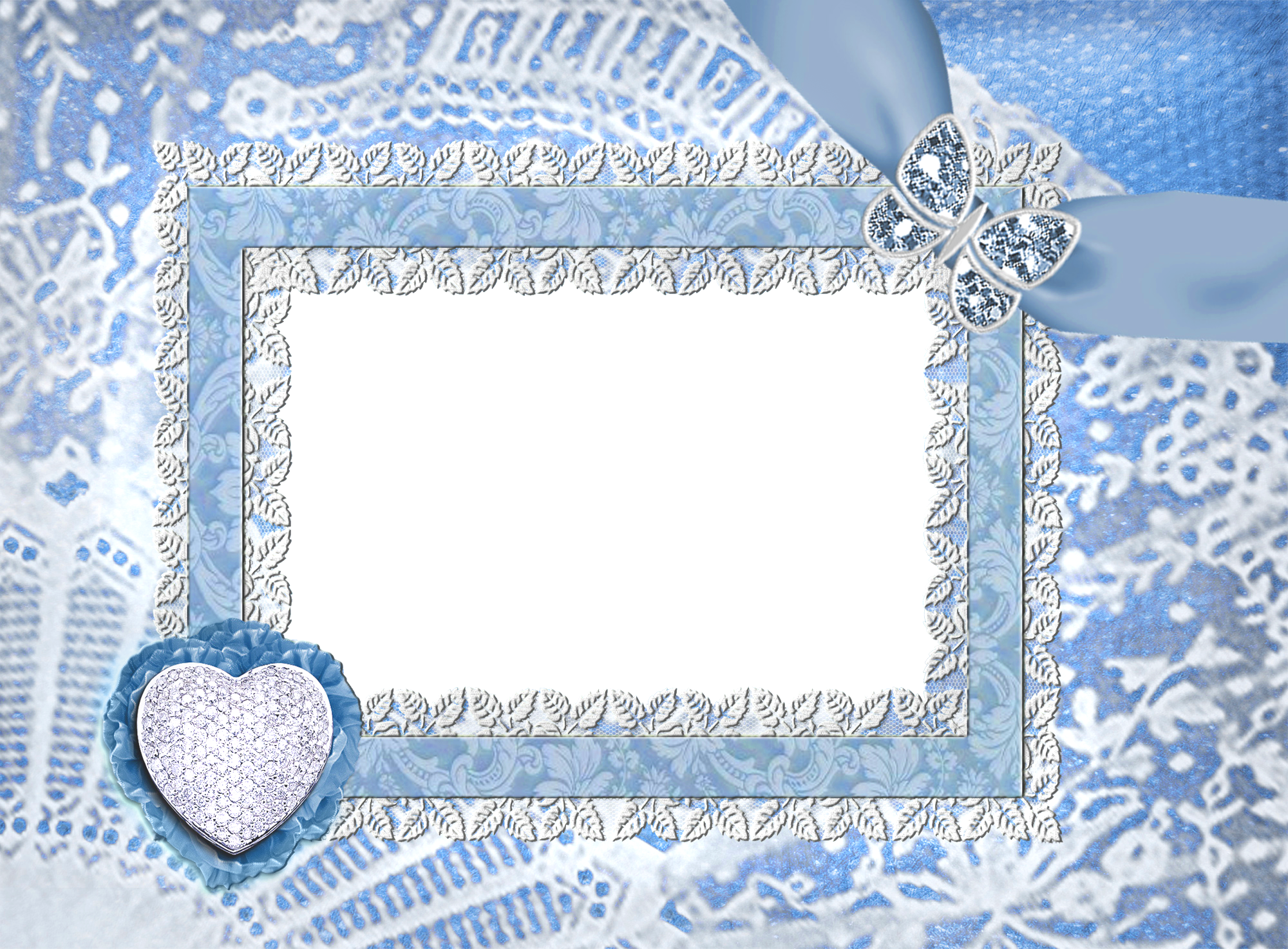 Blue Transparent Picture Frame (2000x1475), Png Download