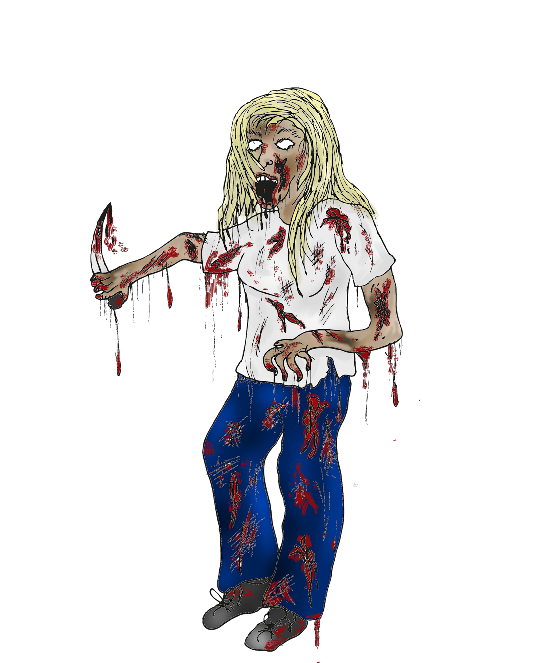 Personal Practice- Zombie Girl - Monster (1121x1600), Png Download