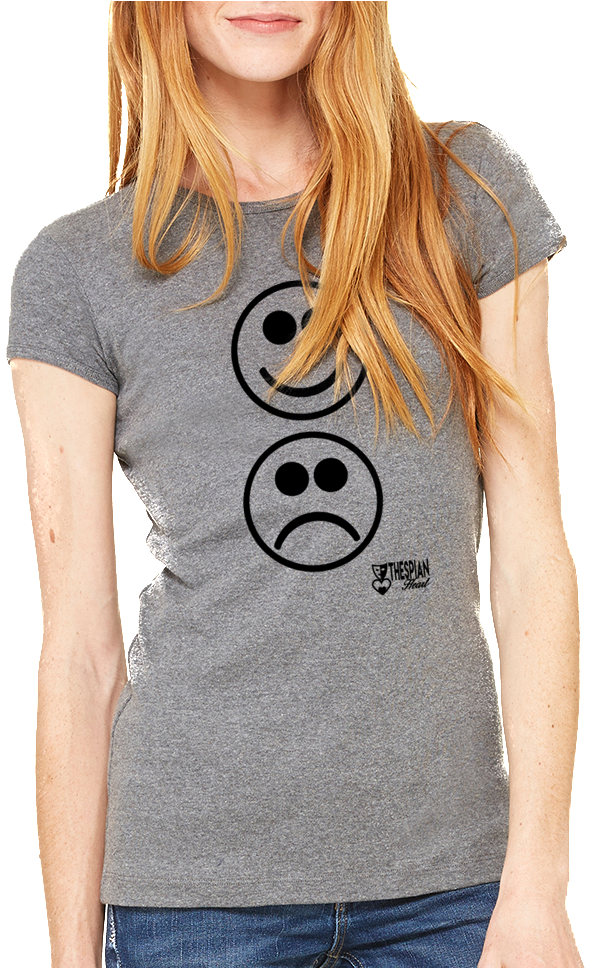 Happy Sad Drama Emojis Unisex T Shirt - Basementees Women - Girls - Premium Retail Fit Toronto (613x967), Png Download