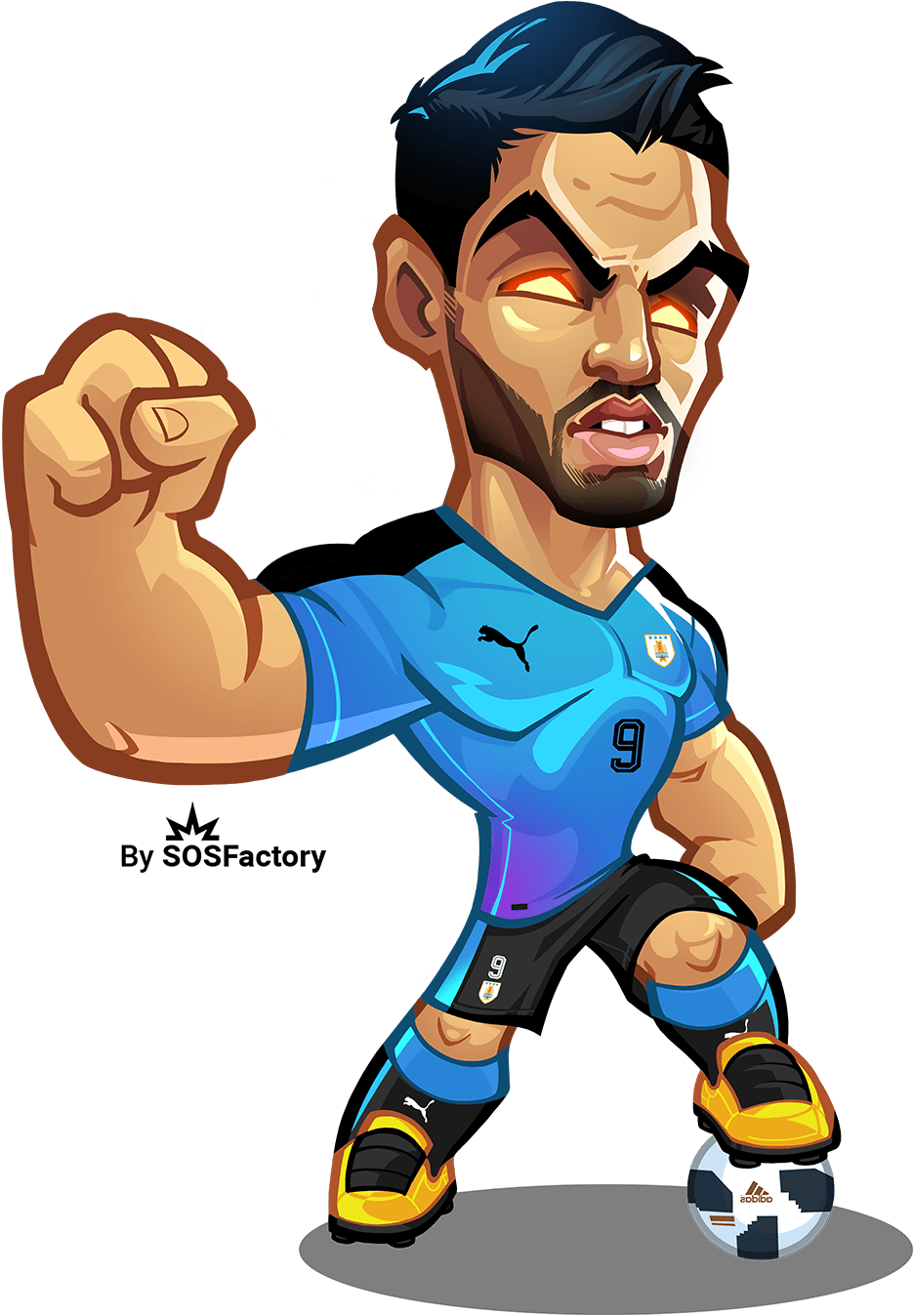 Luis Suarez Caricature Football Soccer, Football Players, - Worldcup Russia 2018 Mascotization (1000x1413), Png Download
