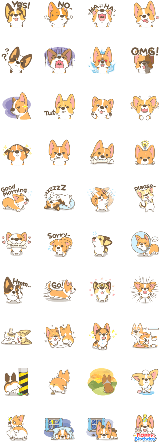 Corgi A Collection By Pon Mei - Line Corgi (562x1500), Png Download