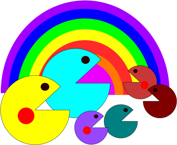 Pacman Rainbow Clipart Png For Web (424x600), Png Download